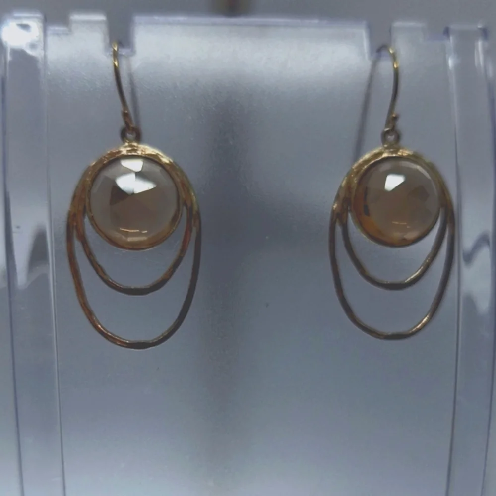 FLASH SALE Smoky Quartz and Sterling silver hook Earrings made in Israel 925 - Picture 2 of 8